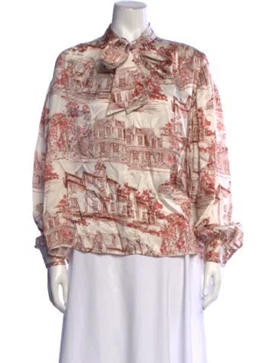 Pre-owned Co Silk Printed Blouse In Pink