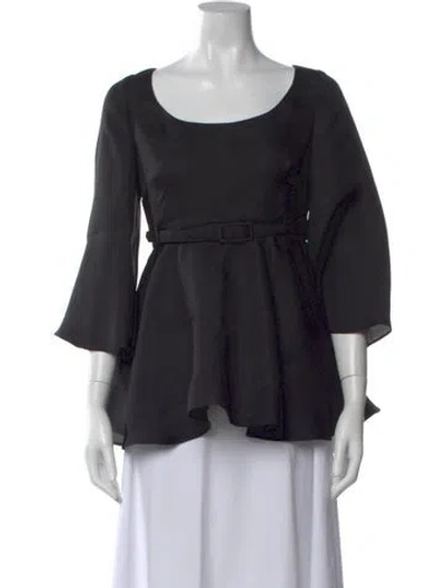 Pre-owned Co Silk Sop Neck Blouse In Black