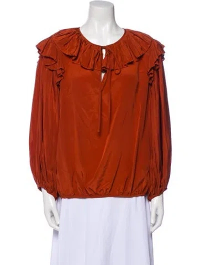 Pre-owned Co Silk Sop Neck Blouse In Orange