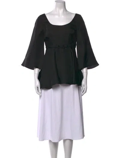 Pre-owned Co Silk Square Neckline Top In Black