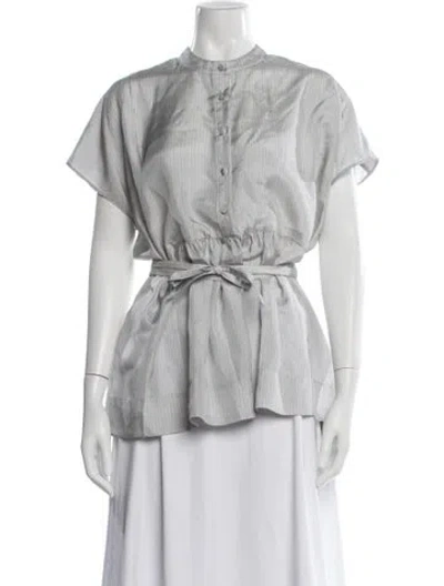 Pre-owned Co Silk Striped Top In Grey