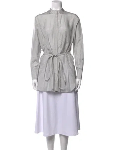 Pre-owned Co Silk Striped Tunic W/ Tags In Blue