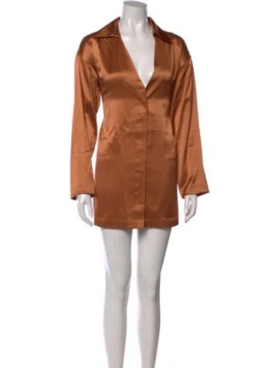 Pre-owned Co Silk V-neck Button-up Top In Orange