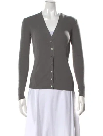 Pre-owned Co Silk V-neck Sweater In Gray