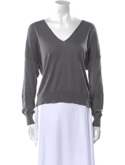 Pre-owned Co Silk V-neck Sweatshirt In Gray