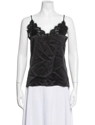 Pre-owned Co Silk V-neck Top In Black