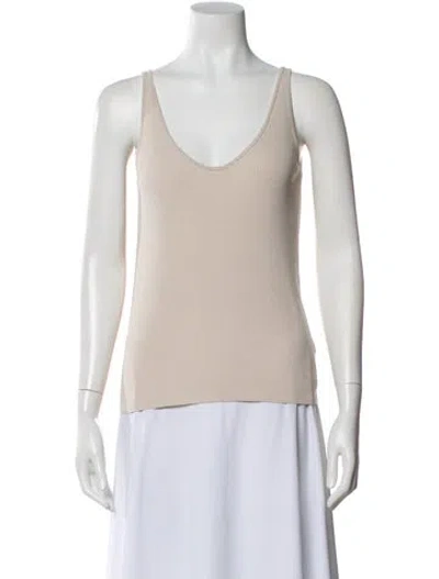 Pre-owned Co Silk V-neck Top In Neutral