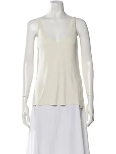 Pre-owned Co Silk V-neck Top In Neutral
