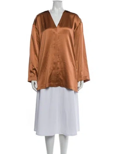 Pre-owned Co Silk V-neck Top In Orange
