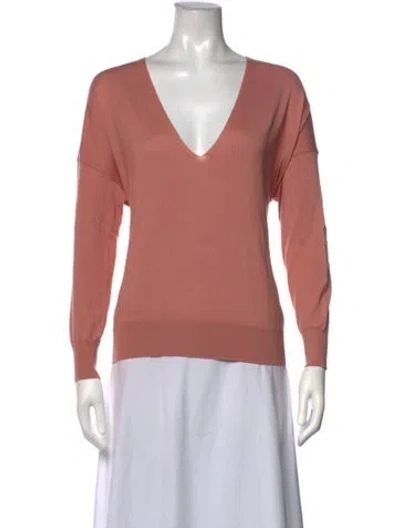 Pre-owned Co Silk V-neck Top In Pink