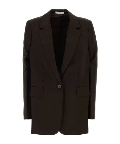 Co Single-button Long-sleeve Blazer In Brown