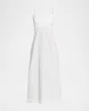 Co Sleeveless Tton Sateen Bustier Midi Dress In White
