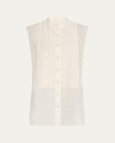 Co Sleeveless Pintuck Tuxedo Shirt In Sleeveless Tuxedo Shirt