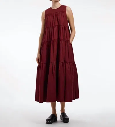 Co Sleeveless Tiered Dress In Cabernet In Red