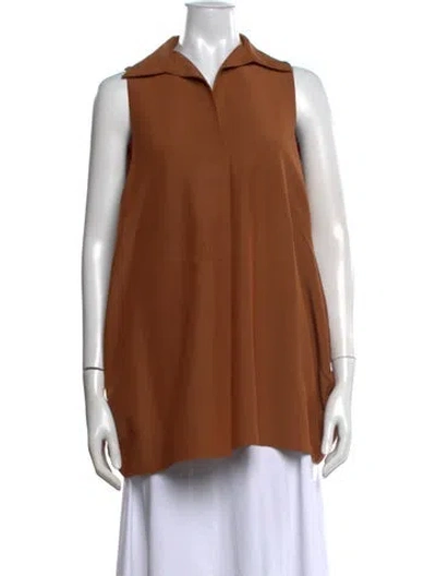 Pre-owned Co Sleeveless Top In Brown