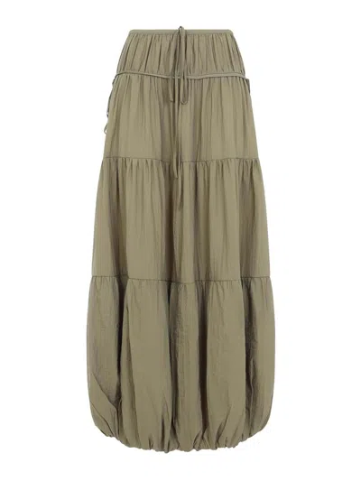 Co Soft Gathered Bubble Midi Skirt In Green