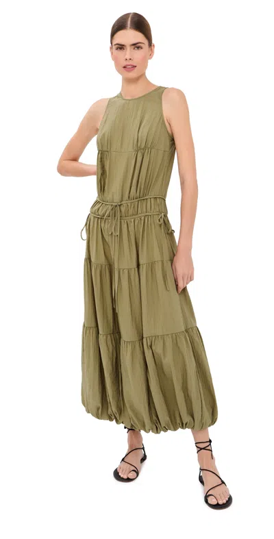 Co Soft Gathered Turn Up Dress Aloe In Green