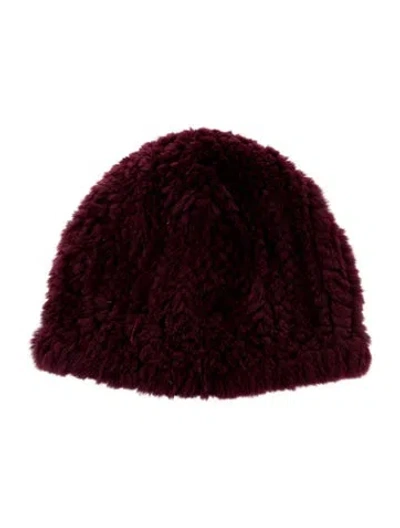 Pre-owned Co Solid Fur Beanie In Burgundy