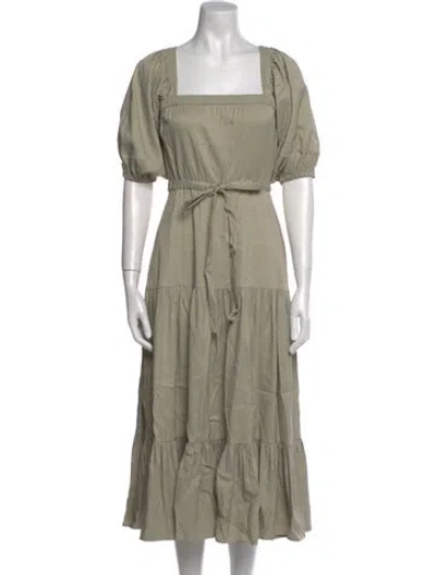 Pre-owned Co Square Neckline Long Dress In Green