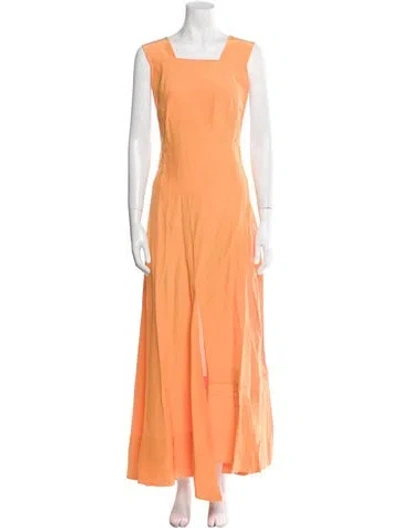 Pre-owned Co Square Neckline Long Dress W/ Tags In Orange