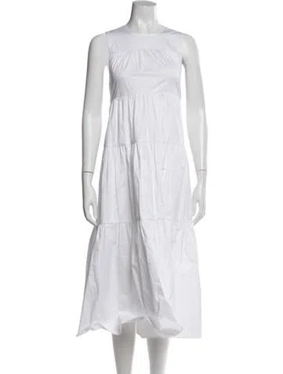 Pre-owned Co Square Neckline Long Dress In White