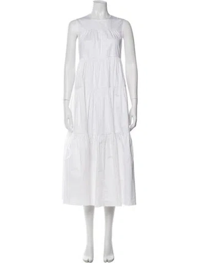 Pre-owned Co Square Neckline Long Dress In White