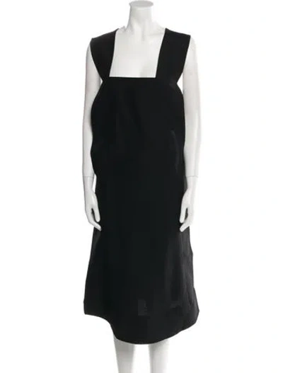 Pre-owned Co Square Neckline Midi Length Dress In Black