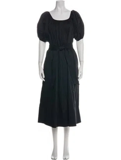 Pre-owned Co Square Neckline Midi Length Dress In Black