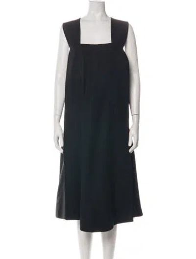 Pre-owned Co Square Neckline Midi Length Dress In Black