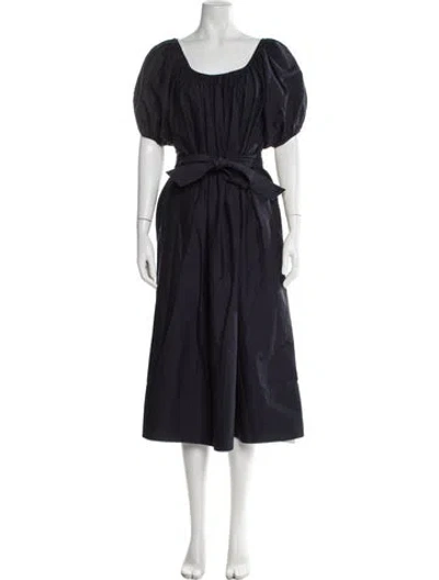 Pre-owned Co Square Neckline Midi Length Dress In Blue