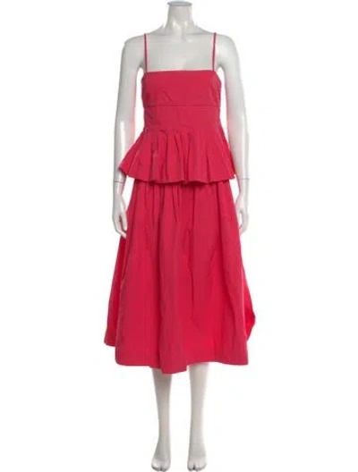 Pre-owned Co Square Neckline Midi Length Dress In Pink