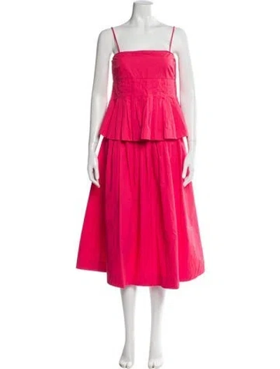 Pre-owned Co Square Neckline Midi Length Dress In Pink