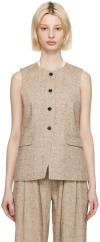 Co Ssense Exclusive Beige Vest In Dark Brown Melange