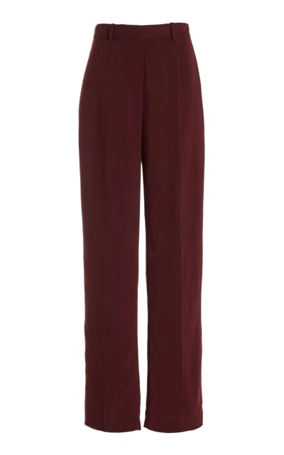 Co Straight Vented Twill Pants In Burgundy
