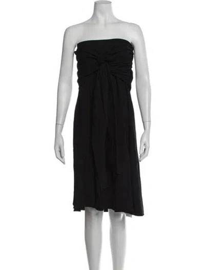 Pre-owned Co Strapless Knee-length Dress In Black