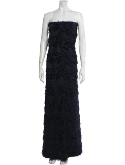 Pre-owned Co Strapless Long Dress In Blue