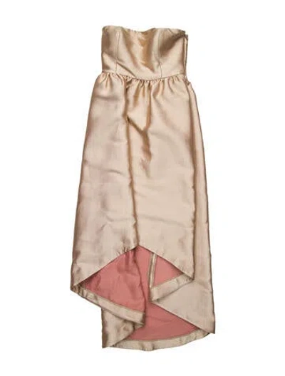 Pre-owned Co Strapless Midi Length Dress In Pink