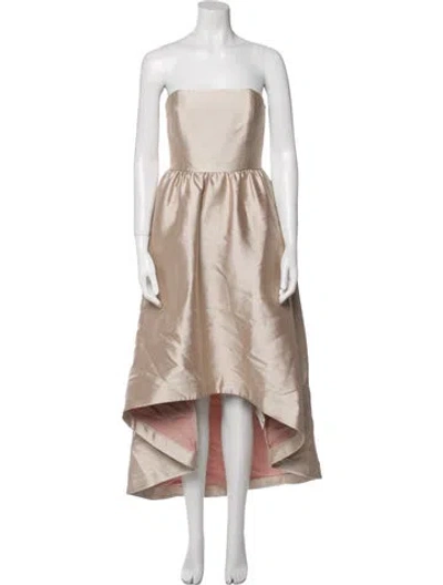 Pre-owned Co Strapless Midi Length Dress In Pink