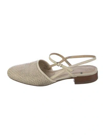 Pre-owned Co Straw Patterned Flats In Neutrals