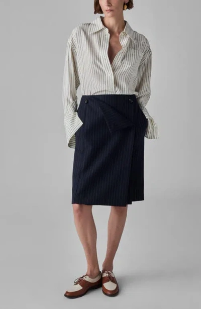 Co Striped Silk Button-down Shirt In Beige/navy Stripe