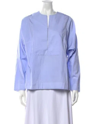 Pre-owned Co Striped Crew Neck Top In Blue