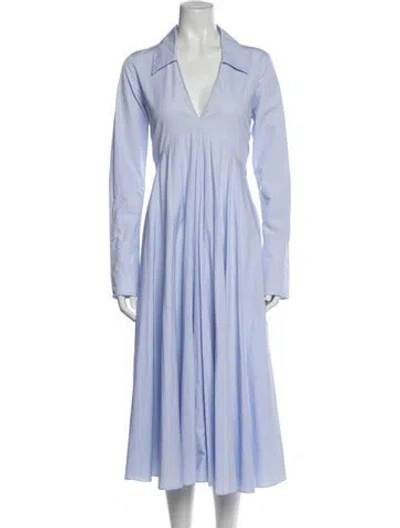 Pre-owned Co Striped Long Dress In Blue