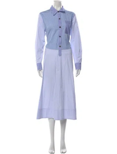 Pre-owned Co Striped Long Dress In Blue