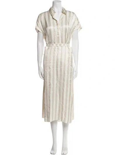 Pre-owned Co Striped Long Dress In Neutral