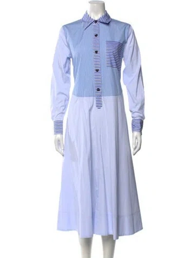 Pre-owned Co Striped Long Dress In White