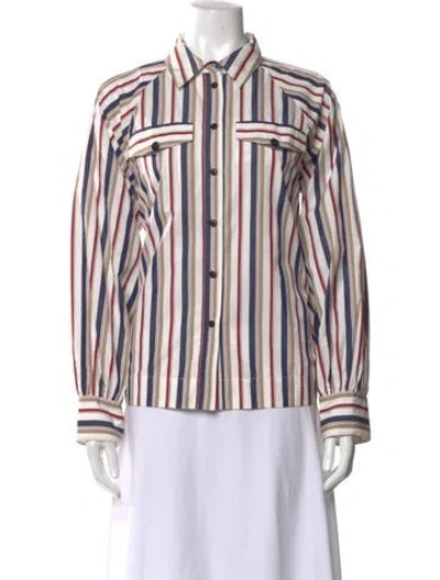 Pre-owned Co Striped Long Sleeve Button-up Top In Multi