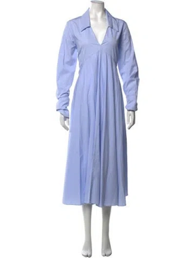 Pre-owned Co Striped Midi Length Dress In Blue/white