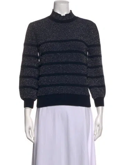 Pre-owned Co Striped Mock Neck Sweater In Blue/metallic