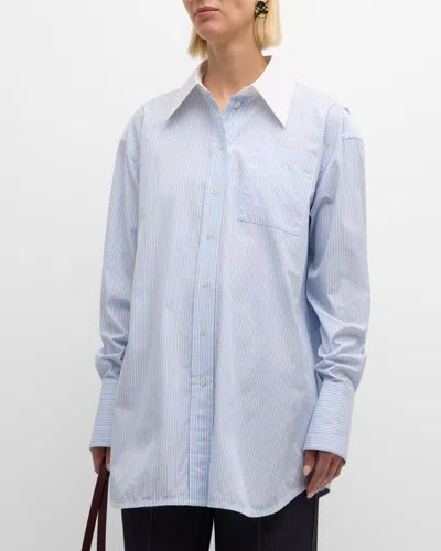 Co Striped Oversized Button-down Shirt In Blue Stripe