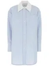Co Embroidered Poplin Oversize Shirt In Blue